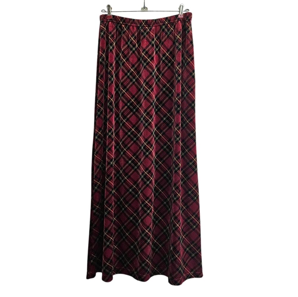 Vintage Coldwater Creek Velvet Plaid Maxi Skirt - Picture 4 of 5